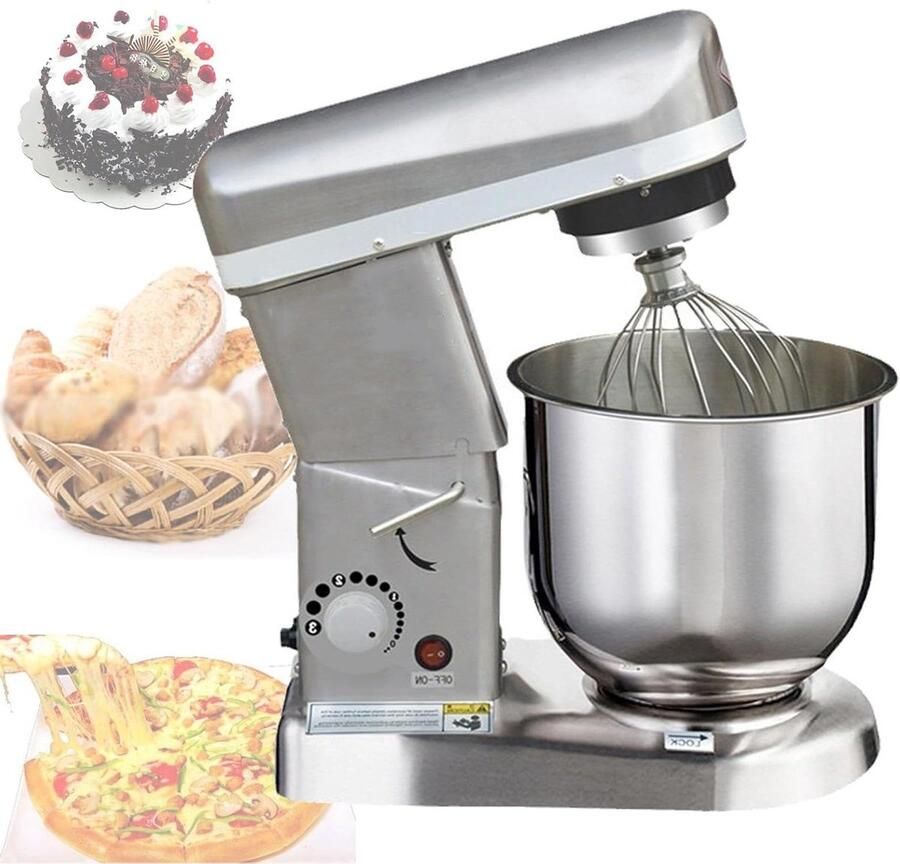 Keukenmixer met Kom Standmixer Bakken Thuis Bakken Krachtige Planetaire Beweging 7L Zilver