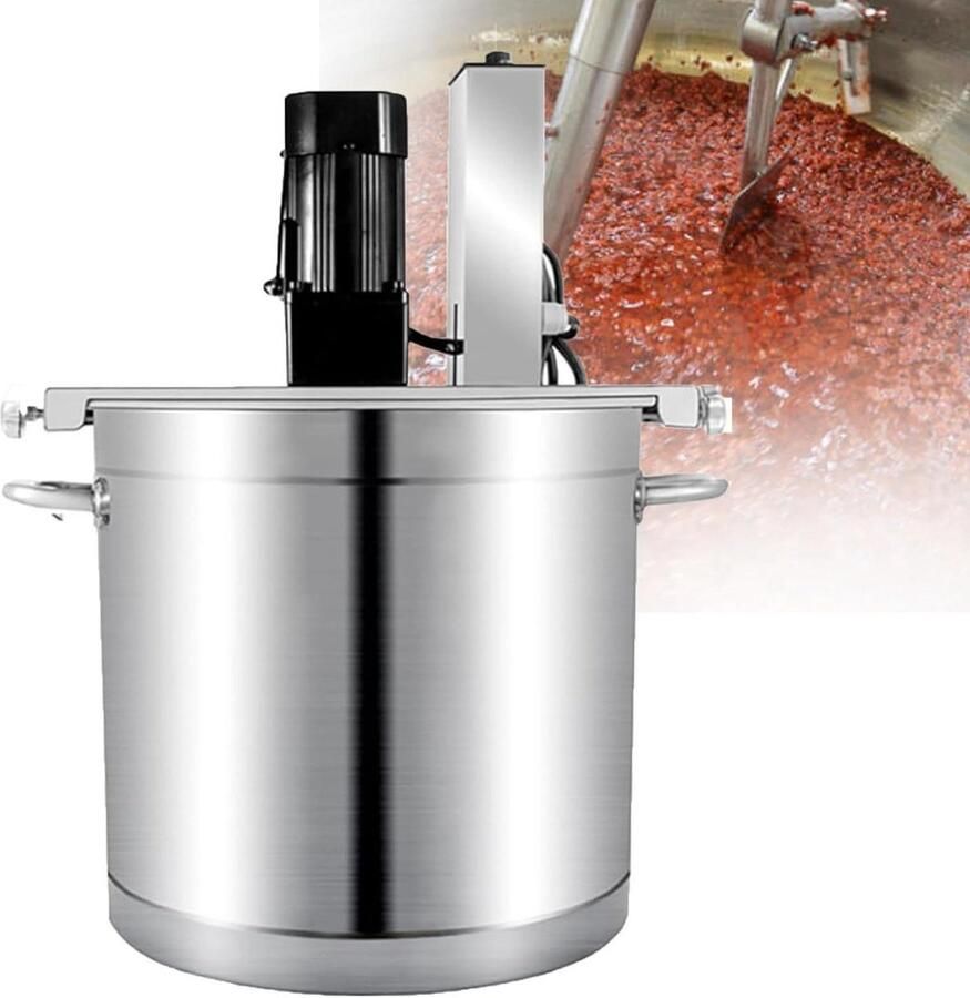 Keukenmixer met Verwarming Roerapparaat Stoofpot Sauzen Maken Vierbladige Dubbellaagse Schraper 25L Zilver