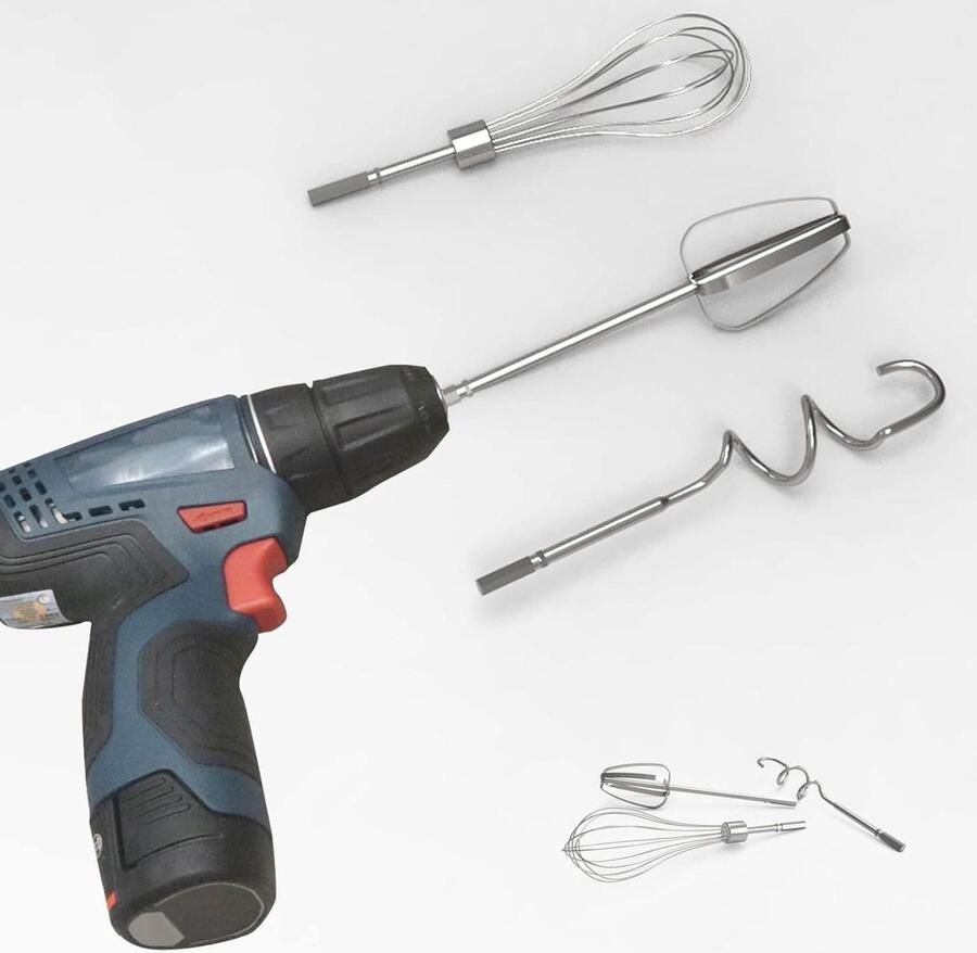 Keukenmixer Set Garde Accessoires Bakken en Koken Vaatwasmachinebestendig 3 Delig Zilver