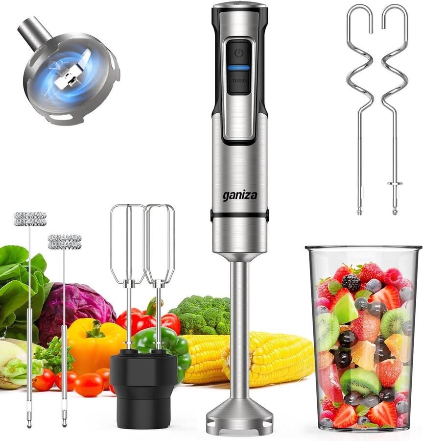 Keukenmixer Set Staafmixer Maaltijden Bereiden 5-in-1 Functionaliteit 800 ml Cup Zilver Zwart