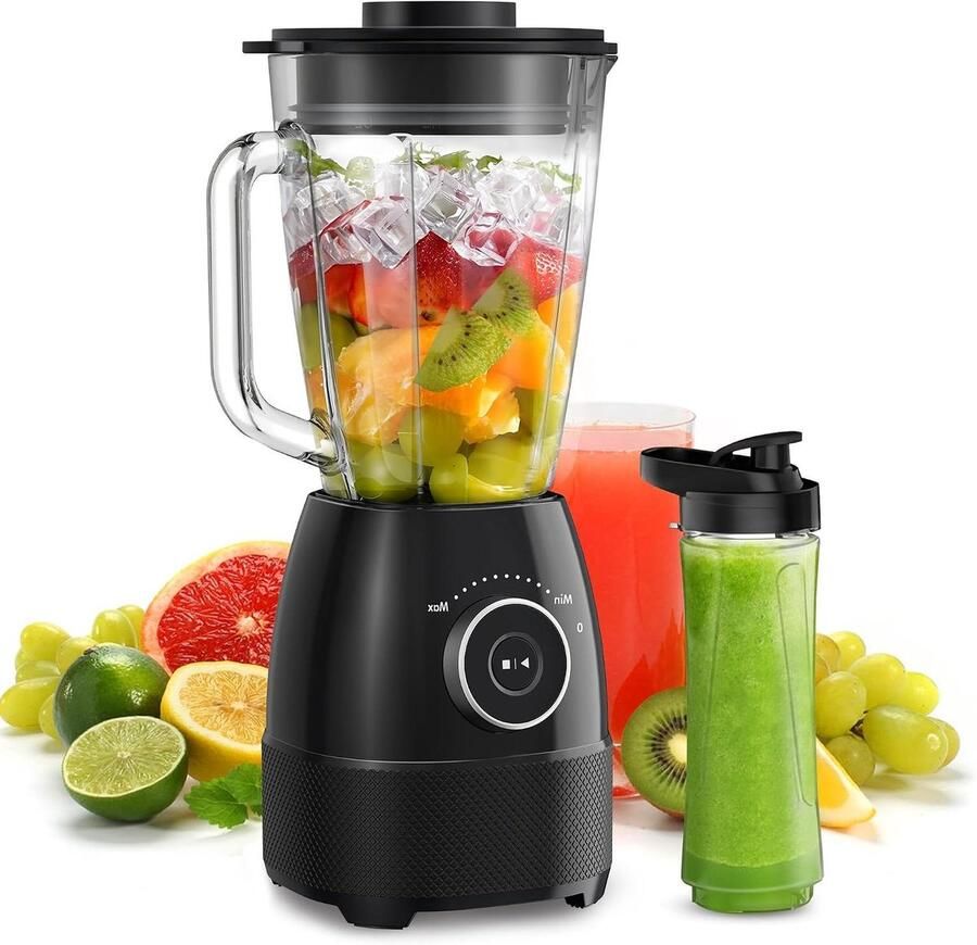 Keukenmixer Smoothie Maker Blender Dranken Bereiden Krachtige Hoge Snelheid 1.5 Liter Zwart