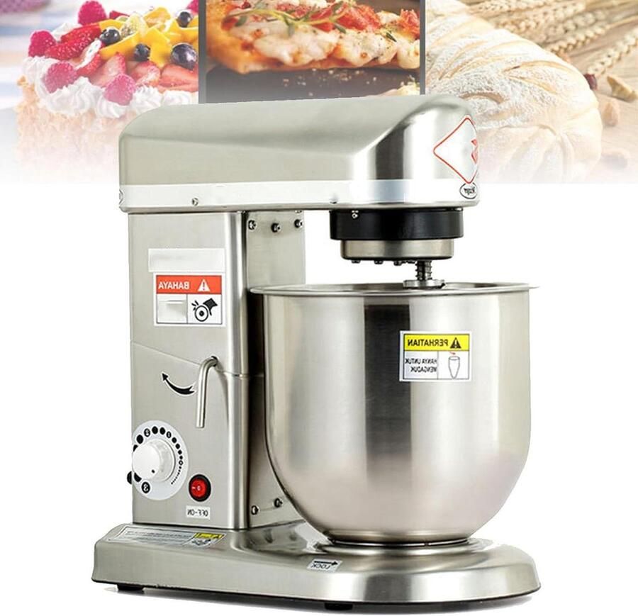 Keukenmixer Staande Mixer Bakmachine Deegmixer Bakken en Koken Krachtige 500W Motor 5 Liter Kom Zilver