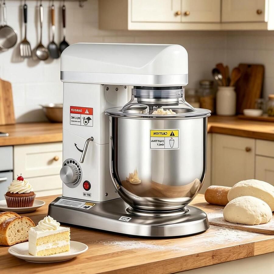 Keukenmixer Standmixer Bakmachine Deegmixer Bakken Koken 3-in-1 Multifunctioneel 7L Kom Zilver
