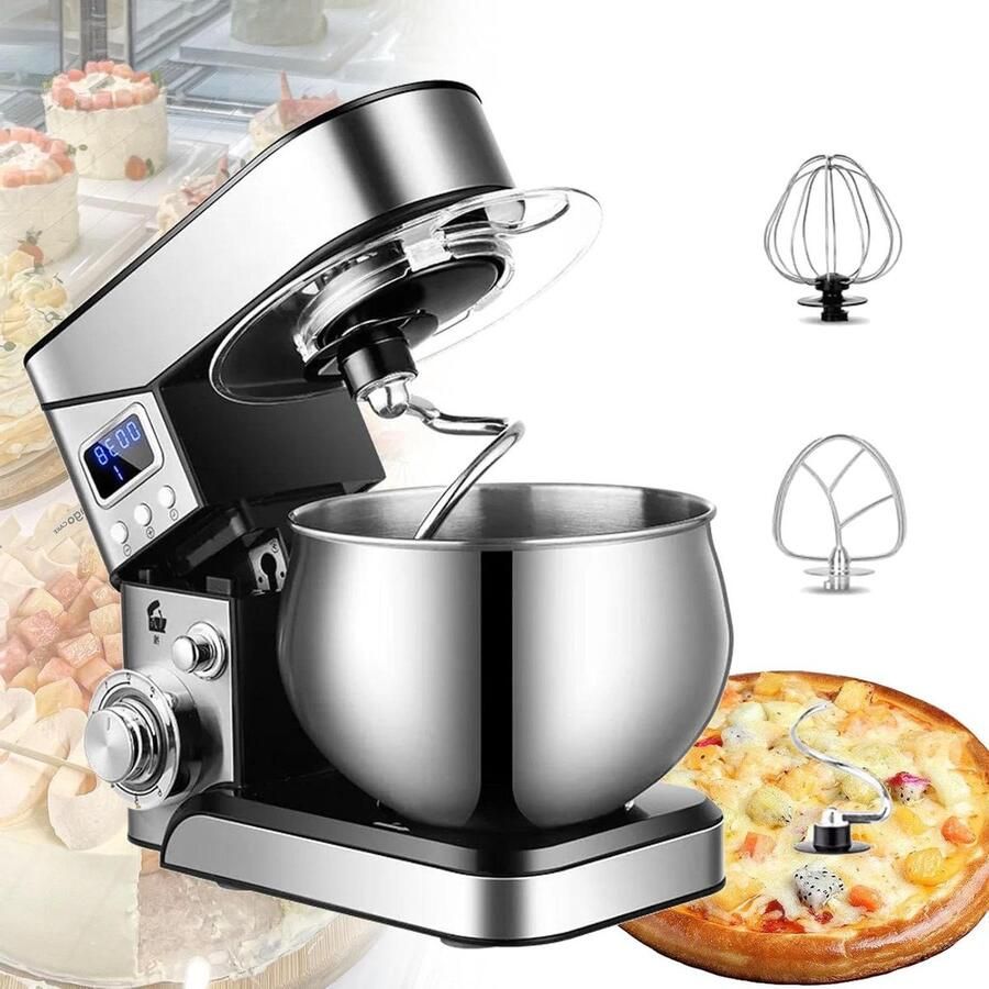 Keukenmixer Standmixer Deegmixer Bakken en Koken Elektronische Timer 5.5 Liter Zwart