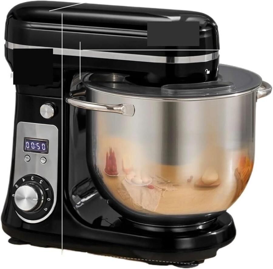 Keukenmixer Deegmixer Tafelmodel Bakken en Koken Stille DC Motor 6L Kom Zilver