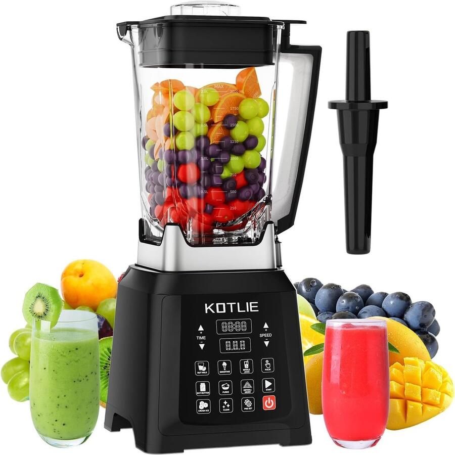 Keukenmixer Tafelblender Gezonde Dranken Maken Zelfreinigende Functie 2 Liter Capaciteit Zwart