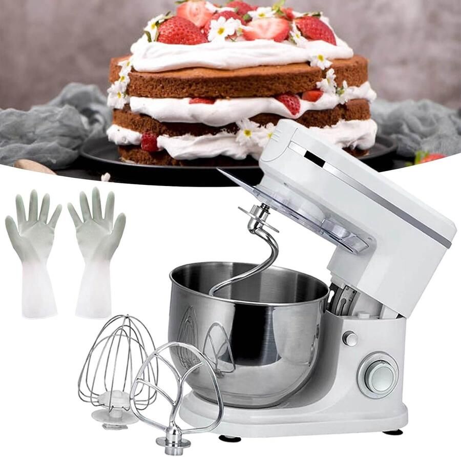 Keukenmixer Voedselmixer Thuis Bakken 7 Snelheden 5L Kom Wit