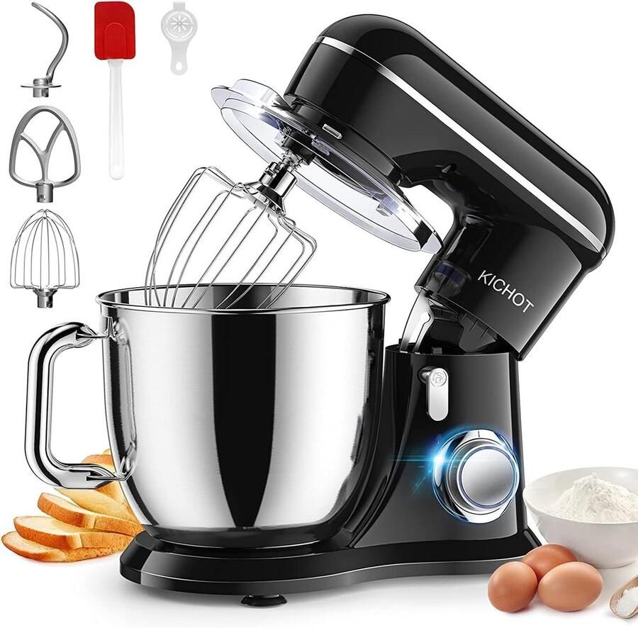Keukenmixer Zwart 4 5L Elektrische Deegmixer met Tilt-Head en 10 Snelheden Voor Bakken en Koken