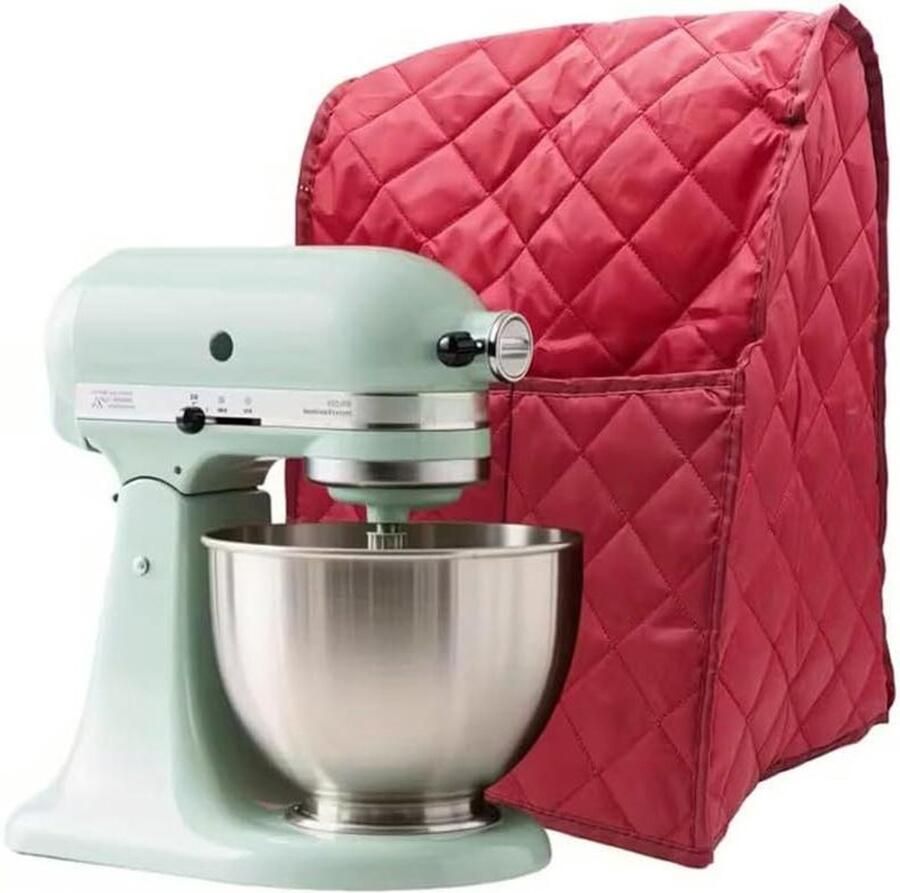 Keukenmixerhoes Blenderhoes Opbergtas Apparaat Beschermen Met Voorvak 45x31x27cm Zwart Rood