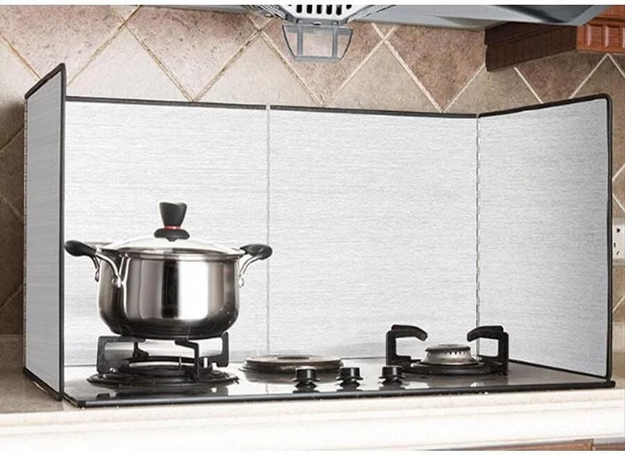 Keukenolie Baffle Spatbeschermer Koken Driemaal Omringend 3-zijdig Zilverkleurig