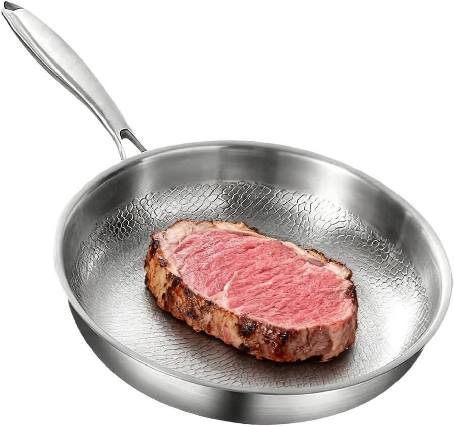 Keukenpan Roestvrij Staal Koekenpan Omeletpan Gelijkmatig Koken Gehamerd Oppervlak Niet gespecificeerd Meerkleurig
