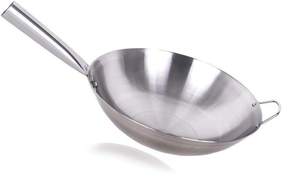 Keukenpannen Wok Grote Koekenpan Lekker Koken Gegoten Laminaten 34 43cm Zilver
