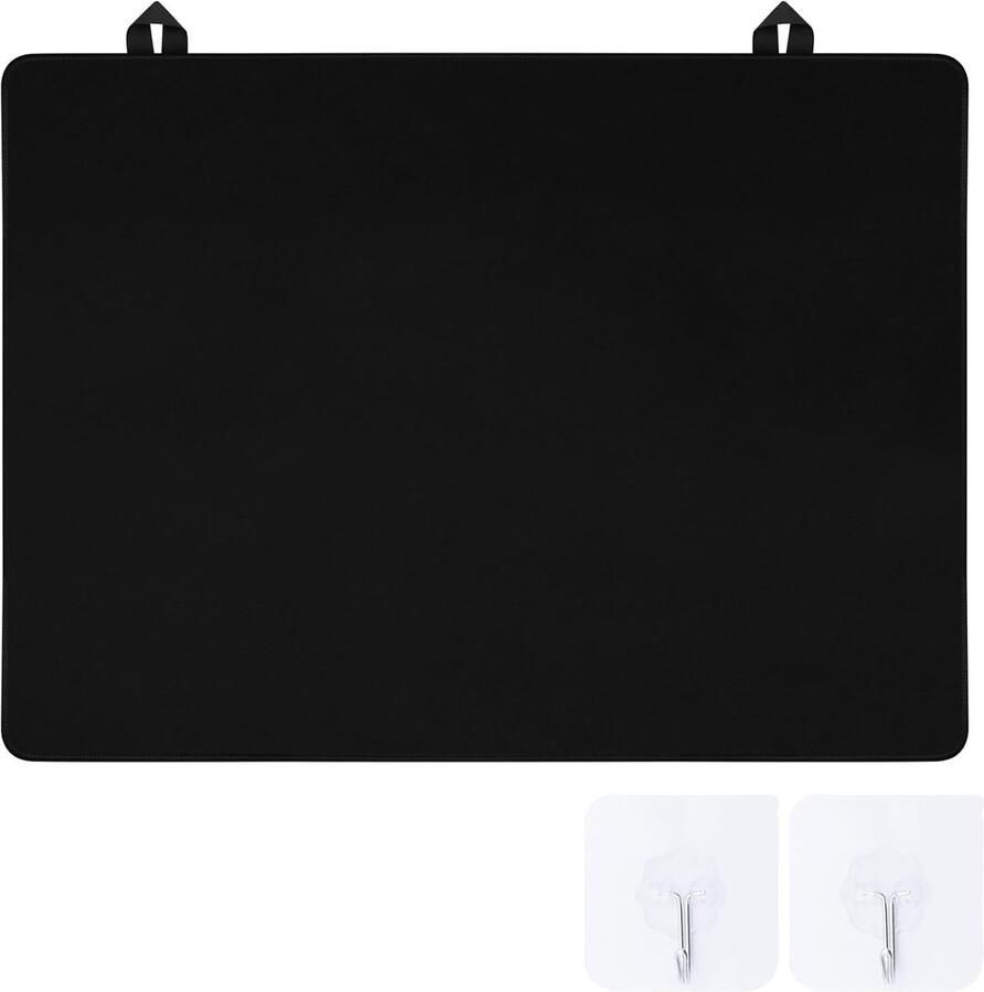 Keukenplaat 62 × 53 cm Eénstuk Kookplaat Cover met Haken Keramische Beschermmat voor Inductiekookplaat Zwart Vlekbestendig en Duurzaam
