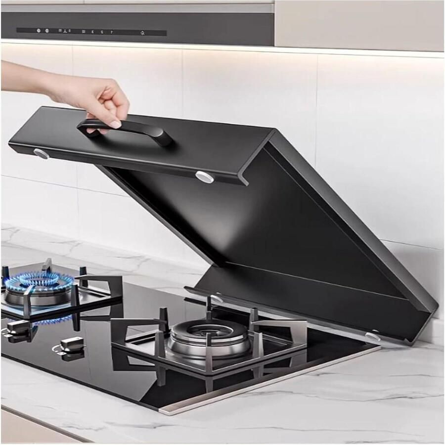 Keukenrek RVS Kookplaat afdek Ruimtebesparing keuken Met handgrepen 35 x 48 x 9 cm Zilverkleurig