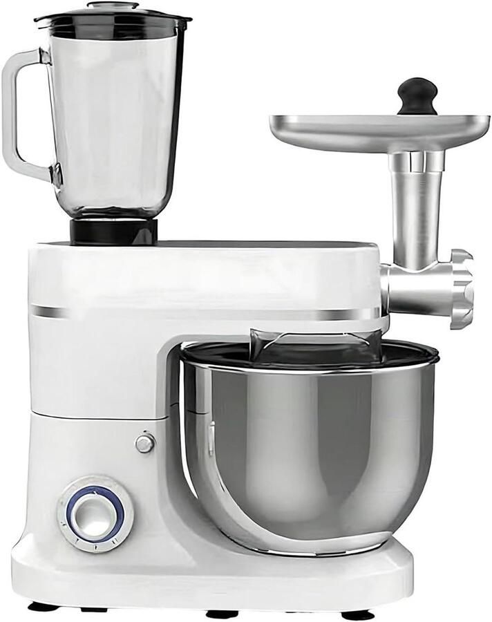 Keukenrobot Keukenmachine mixer Bakken en koken 3-in-1 multifunctioneel 10L kom Wit