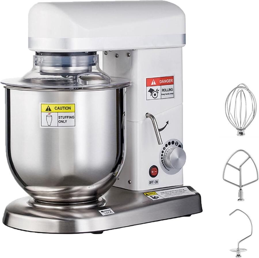 Keukenrobot Keukenmixer Bakken en Koken 3-in-1 Multifunctioneel 7 Liter Kom Wit