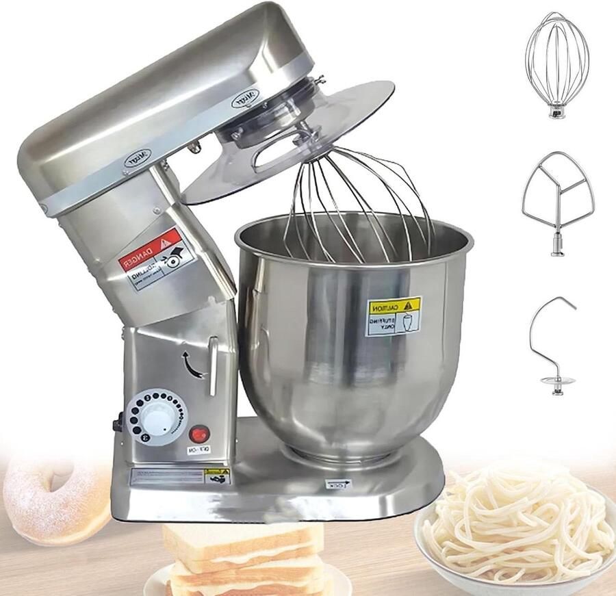 Keukenrobot Keukenmixer Bakken en mixen 3-in-1 hulpstukken 5L kom Zilver