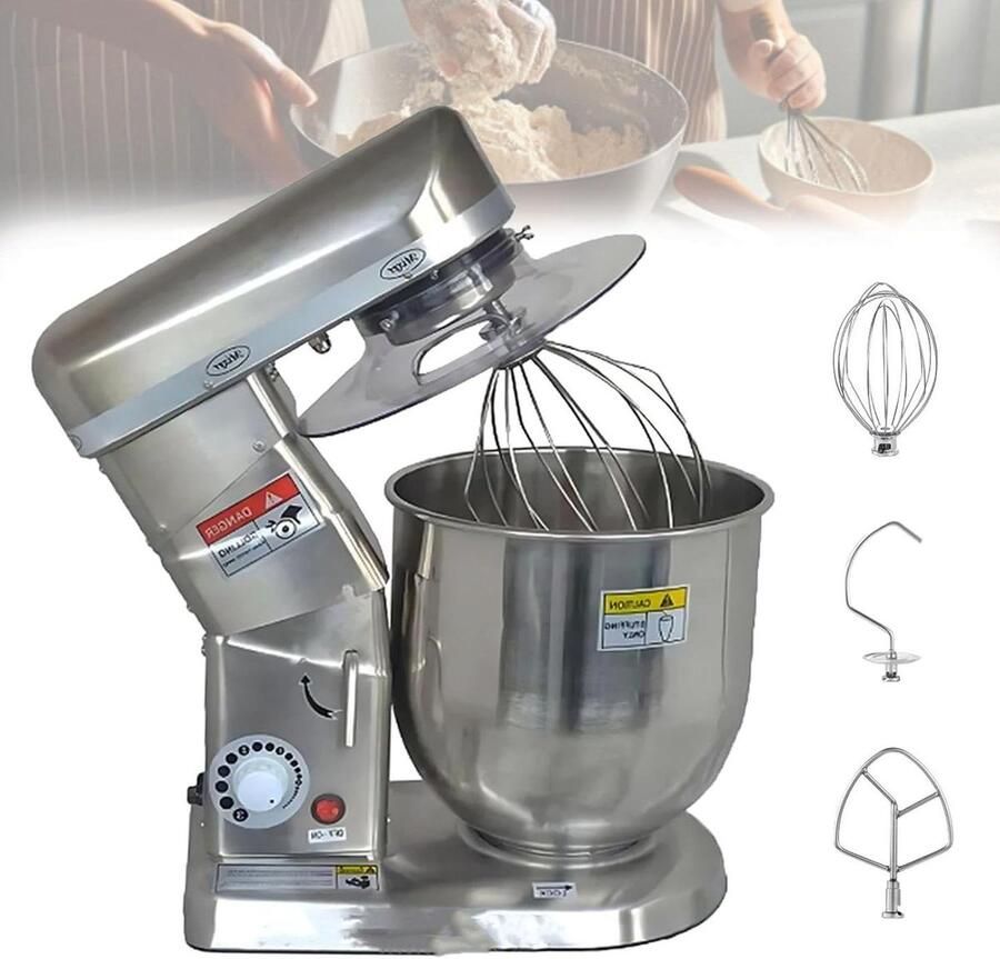 Keukenrobot Keukenmixer Staande Bakken en Koken 3-in-1 Multifunctioneel 5L Kom Zilver