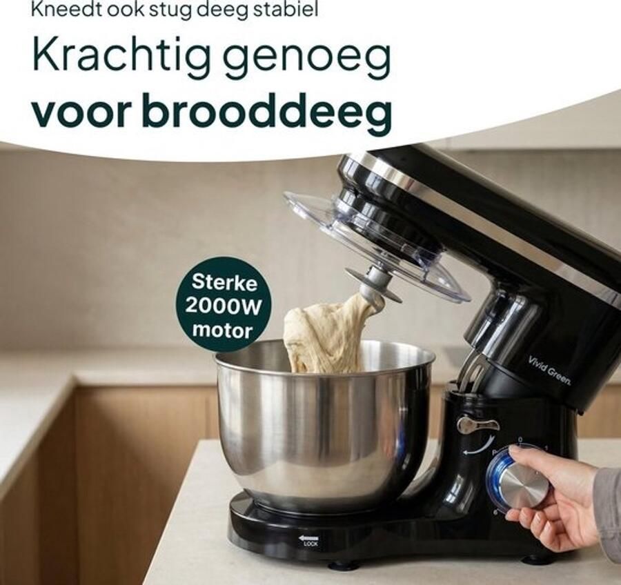 Keukenmachine Keukenrobot Foodprocessor Bakken En Mixen Krachtige 2000W Motor 6.2L Kom Zwart