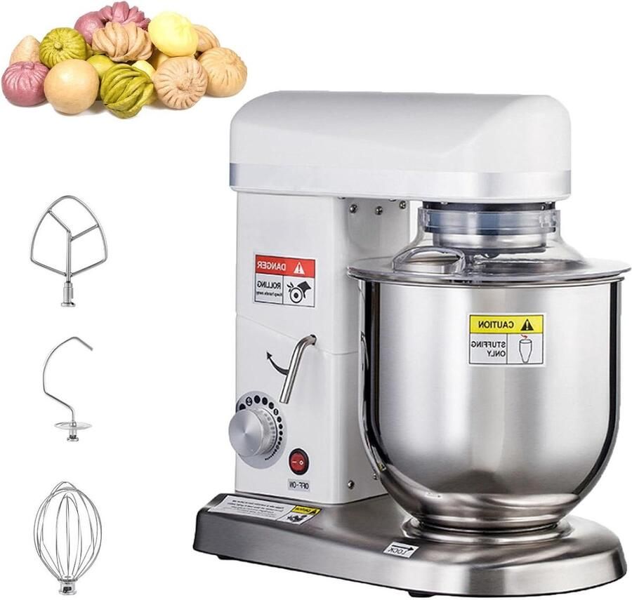 Keukenrobot Standmixer Deegmixer Bakken en Mixen 3-in-1 Multifunctioneel 7L Kom Wit
