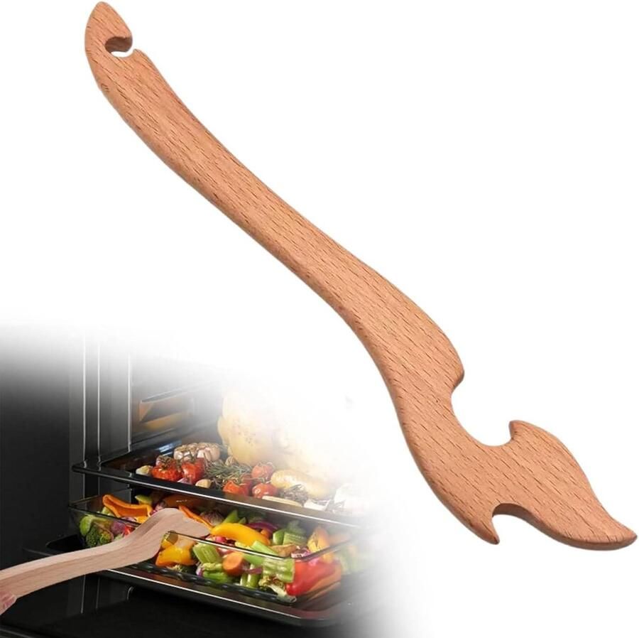 Keukenrooster Afzuiggereedschap Oven Gadget Kooktang Veilig Hete Roosters Pakken Ergonomisch Houten Handvat 26 cm Niet gespecificeerd