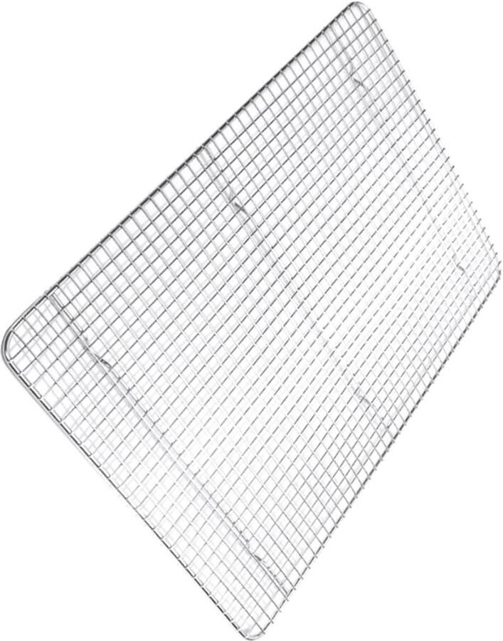 Keukenrooster Roestvrijstaal Bakplaat Koelrek Voedsel Koelen Mesh Structuur 42.8x30x1.5CM Zilver