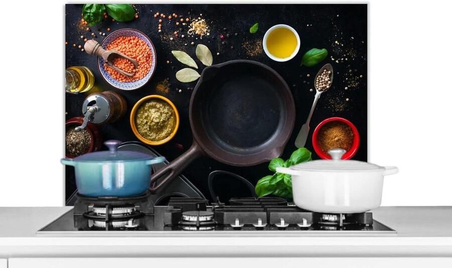 Keukenspatscherm Spatwand Achterwand Koken Beschermen Luxe Aluminium 90x60 cm Veelkleurig