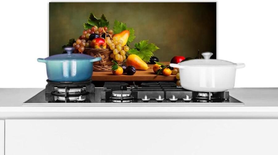 Keukenspatscherm Spatwand Achterwand Koken Beschermen Rustiek Fruit Stilleven 60x30 cm Veelkleurig