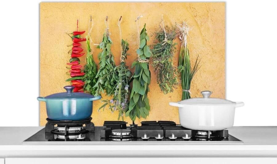 Keukenspatscherm Spatwand Keuken Koken Beschermen Luxe Aluminium 90x60 cm Veelkleurig