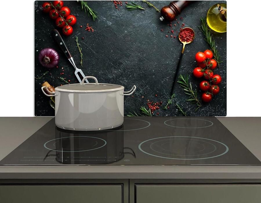 Keukenspatwand Spatdeksel Kookplaat Keuken Beschermen 2-in-1 Functie 52.7x91.6 cm Stilleven Kruiden