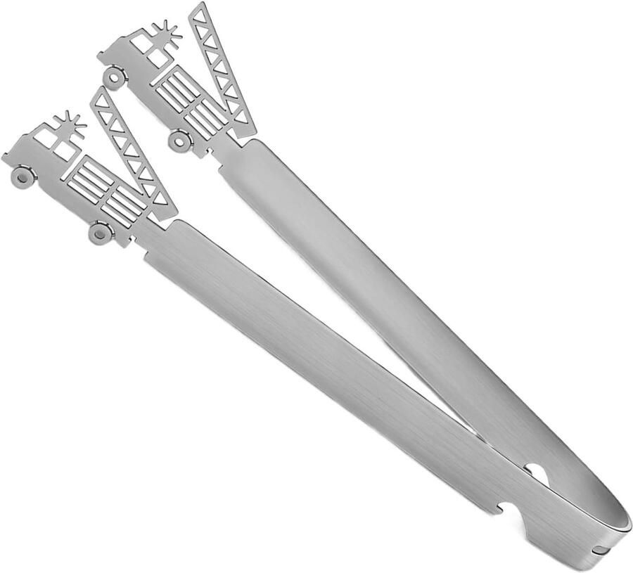 Keukentang Barbecuetang Grilltang Koken en Grillen Brandweerwagen Design 29 cm Zilver