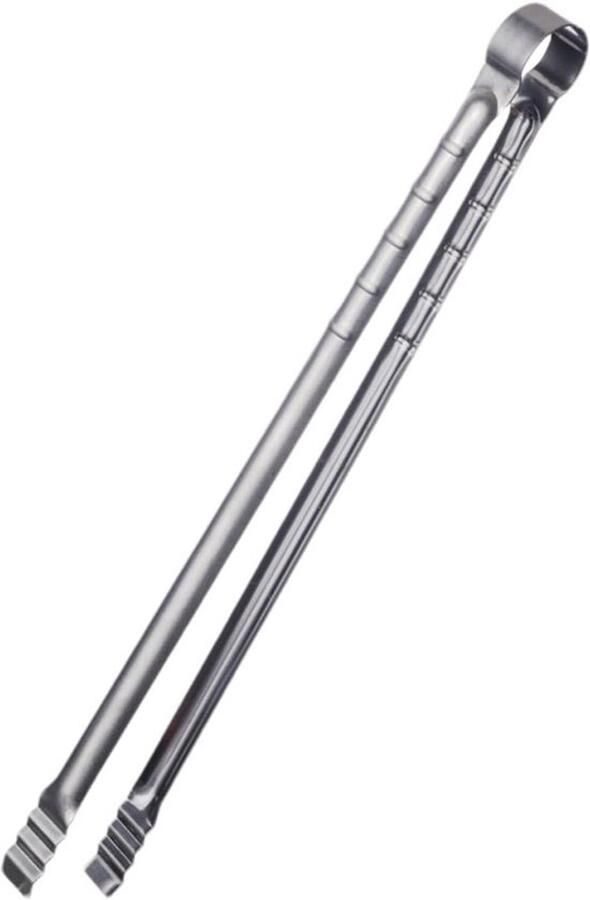 Keukentang Grilltang Fliptang Lange Steel Veilig Grillen Roestvrij Staal 45 cm Zilverkleurig