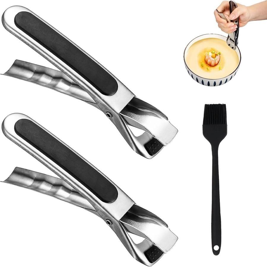 Keukentang Set Airfryer Tang Veilig Koken Antislip Siliconen 21 cm Zwart
