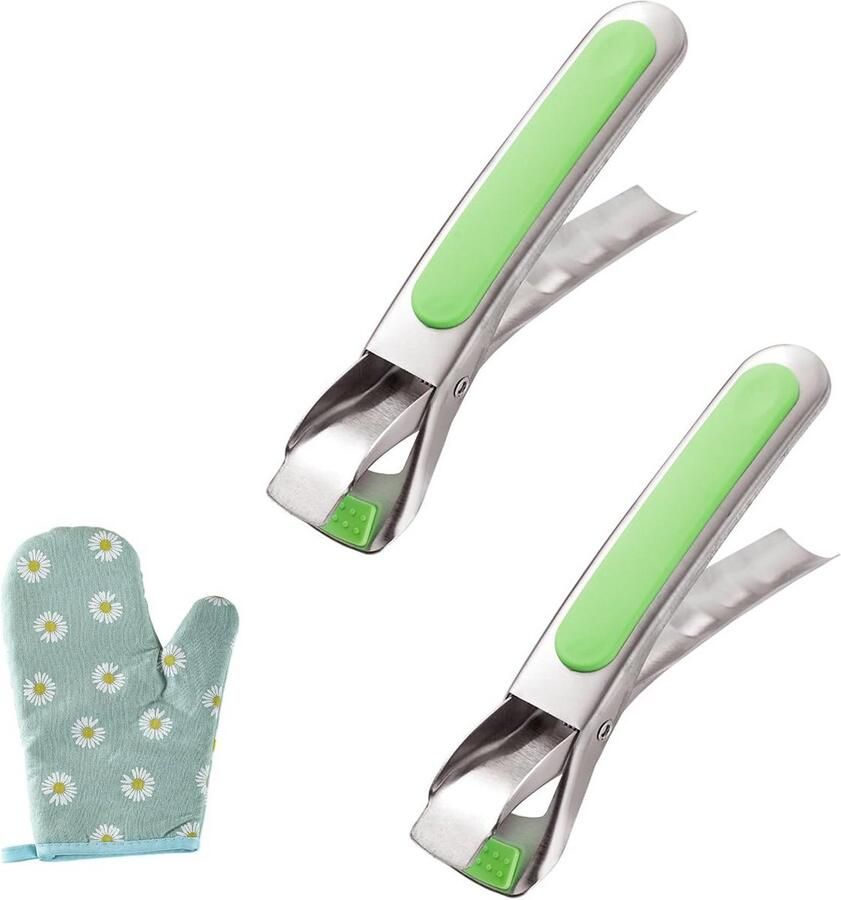 Keukentang Set Oven Tongs Veilig Koken Hittebestendige Grip 2 Stuks Groen - Foto 1
