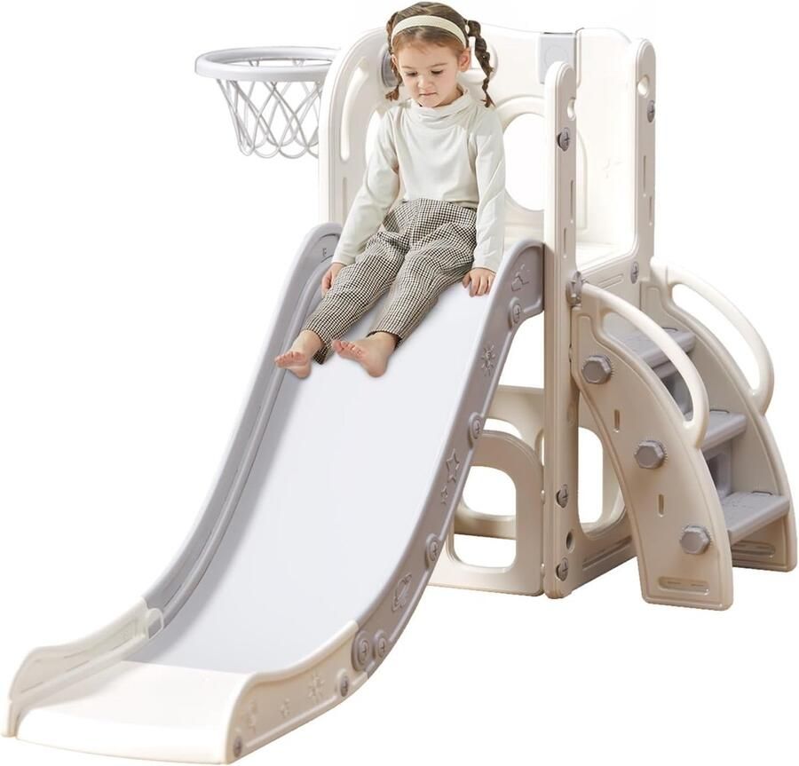 Kinderglijbaan extra lange glijbaan voor peuters met loophek opbergruimte en antislip treden vrijstaand speelset voor binnen en buiten glijbaanlengte voor peuters van 1–6 maanden