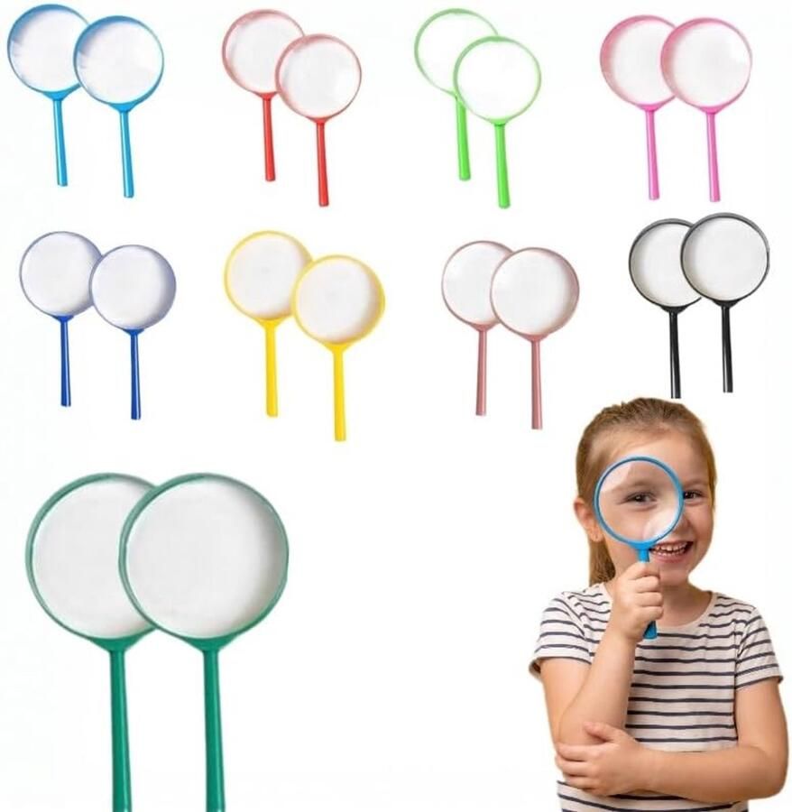 Kinderloep 18 stuks meerkleurig vergrootglas handloep