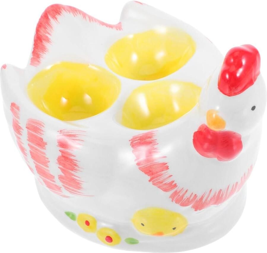 Kip Bekerhouder Keramische Houder Eieren Opbergen Charmant Design 16 cm Lengte Multi