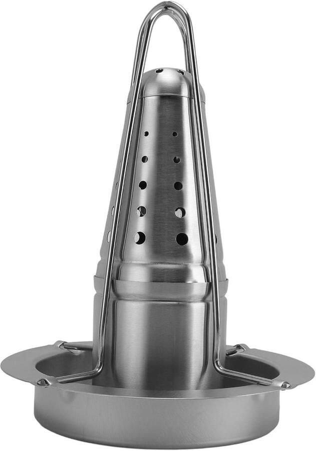 Kip Rooster Gevogelte Houder Oven Grillen Gelijkmatige Warmte 22 x 19 cm Zilver