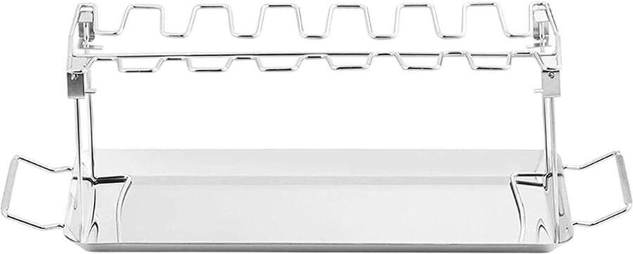 Kip Grill Rek Drumstick Houder Buiten Koken Opvouwbaar Ontwerp 38 cm Zilver