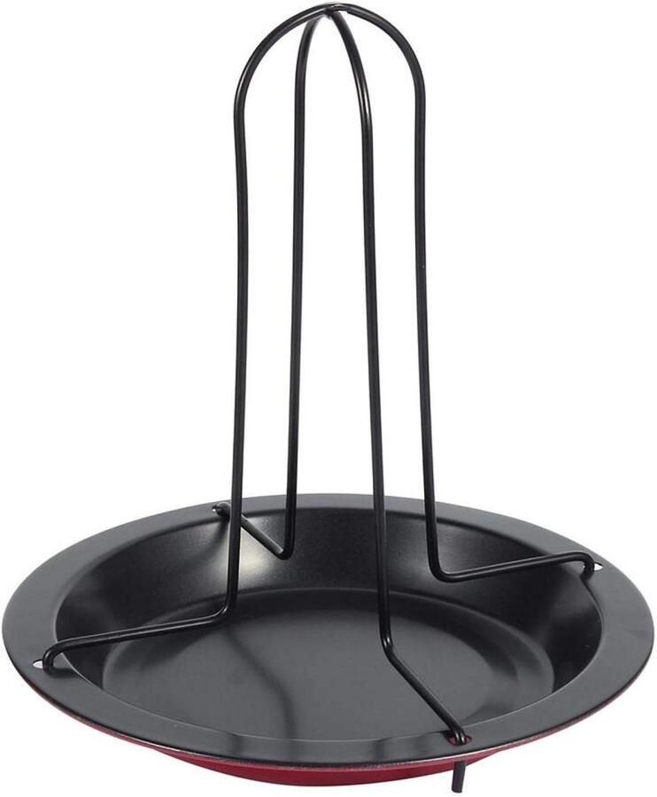 Kip Grill Rek Kip Houder BBQ Kip Grillen Non-stick Coating 19x17 cm Zwart