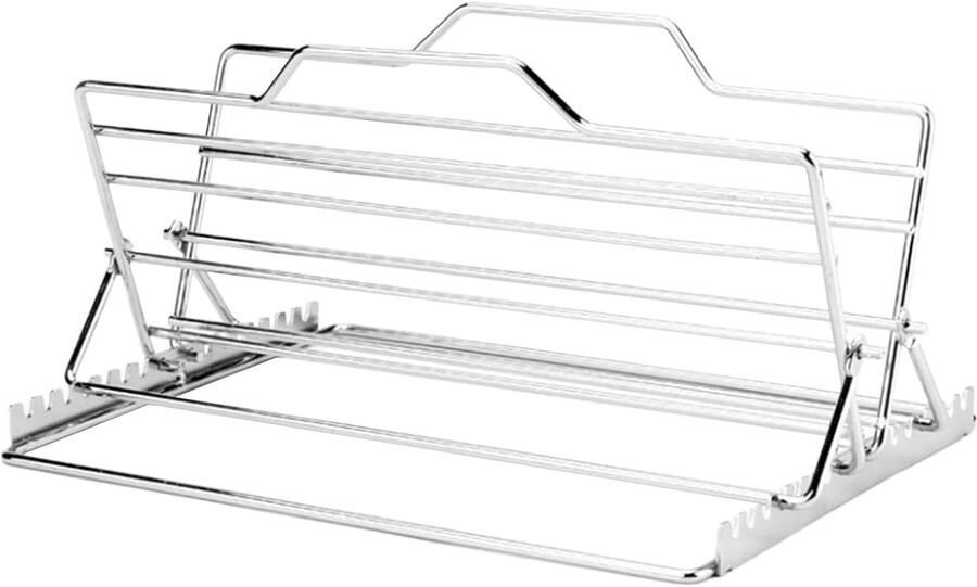 Kip Grill Rek Vouwbaar Rooster Vlees Garen Verstelbaar Ontwerp 28x27x2 cm Zilver