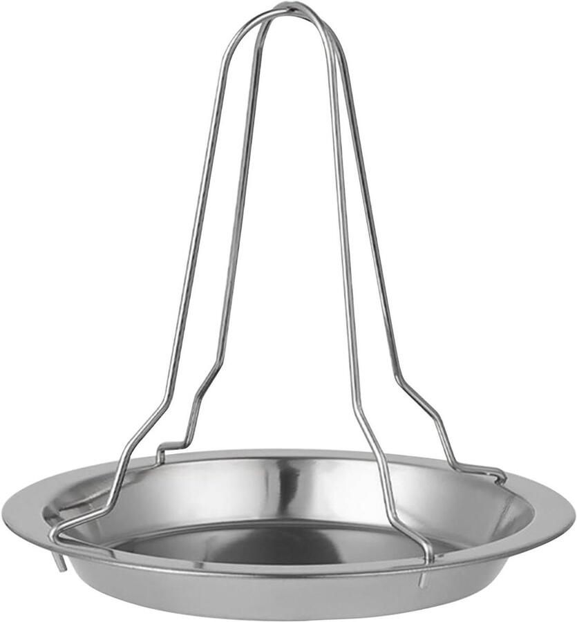 Kip Grill Stand Gevogelte Houder Gelijkmatig Grillen Opvouwbaar Roestvrij Staal 19.5 cm Zilver