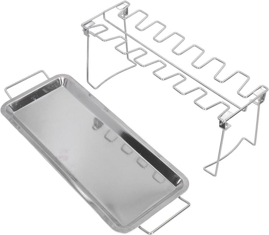 Kip Grillrek BBQ Accessoire Buiten Koken Inklapbaar Ontwerp 14 Stuks Zilver
