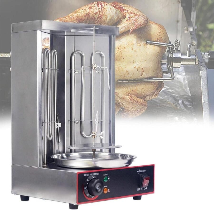 Kip Machine Verticale Grill Thuis Grillen Dubbele Verwarmingsbuizen 29.5x26.5x48.5cm Zilver