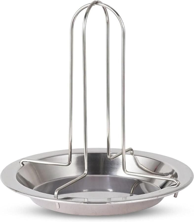Kip Rooster Gevogelte Houder Gourmet Grillen Roestvrij Staal 16.5x17 cm Zilverkleurig