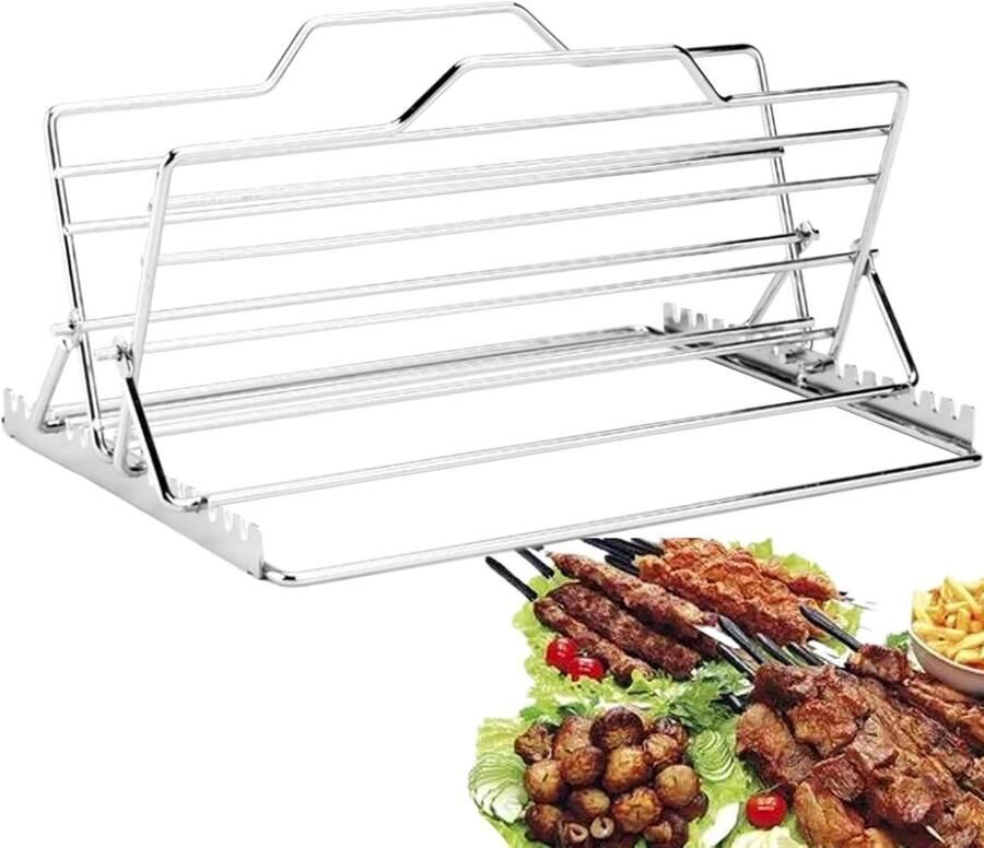 Kip Roosteren Rek Oven Grill Perfect Gegaard Gevogelte Verstelbaar V-vormig 276 x 262 cm Zilver
