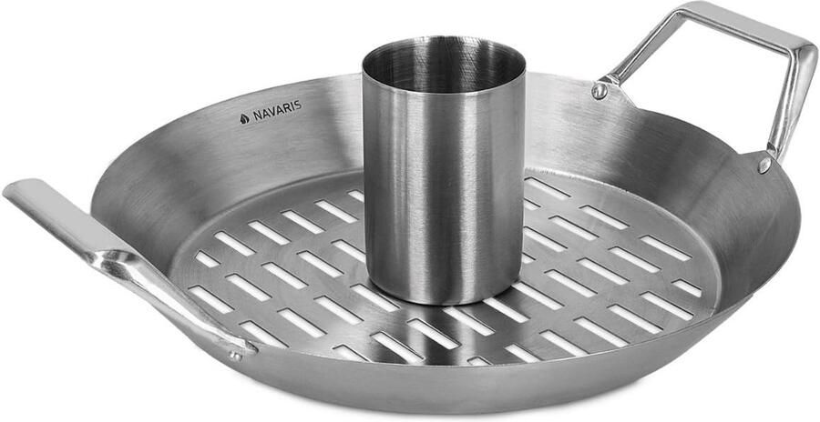 Kip Roosterhouder Grill Accessoire Barbecueën Vulbare Kern 30.5 cm Diameter Zilverkleurig