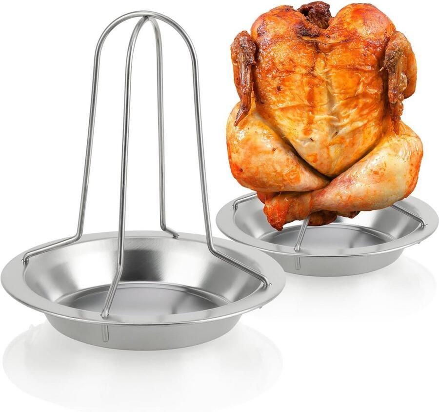 Kip Roosterset met Opvangbak voor Oven en BBQ Gevogeltehouder voor Sappige Kip