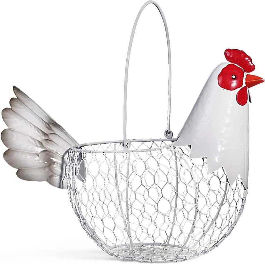 Kip vormige mand Eiermand decoratief Boerderij decoratie Realistische kippenvorm 23x16.5x26cm Rustiek Wit