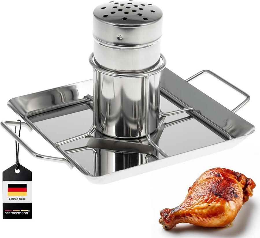 Kipbraadstandaard met Aromahouder van Roestvrij Staal voor Oven en BBQ - Foto 1